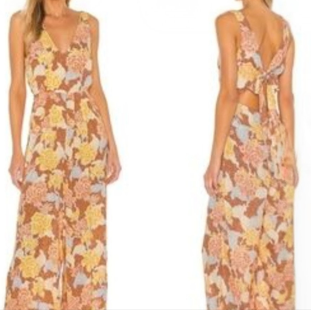 Size XS Anthropologie Amuse Society Floral Jumpsuit in Orange and Yellow